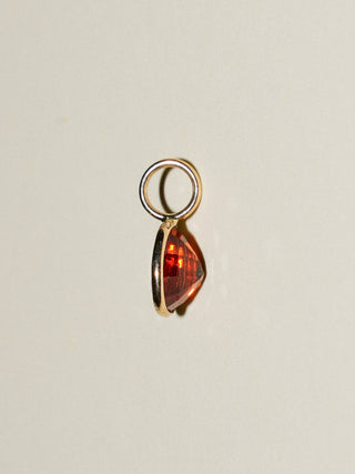 Freckled Spessartite Oval Cut Charm in Yellow 14k Gold