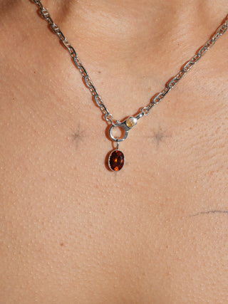 Only You Hessonite Oval Cut Charm in Sterling Silver