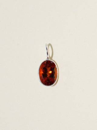 Only You Hessonite Oval Cut Charm in Sterling Silver