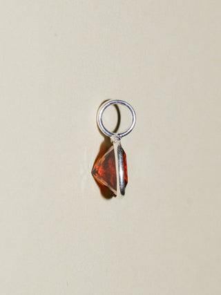 Redhead Hessonite Cushion Cut Charm in Sterling Silver