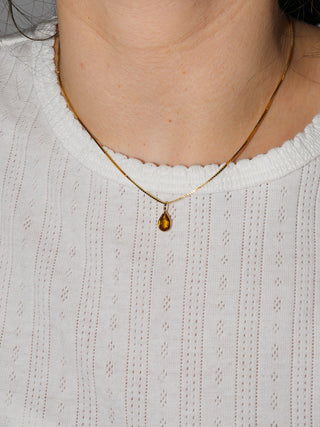 Gilded Lily Tourmaline Teardrop Cut Charm in Yellow 14k Gold