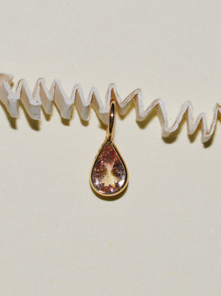 Morning Mist Tourmaline Teardrop Cut Charm in Yellow 14k Gold