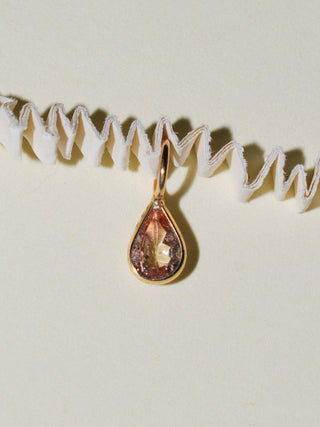 Morning Mist Tourmaline Teardrop Cut Charm in Yellow 14k Gold