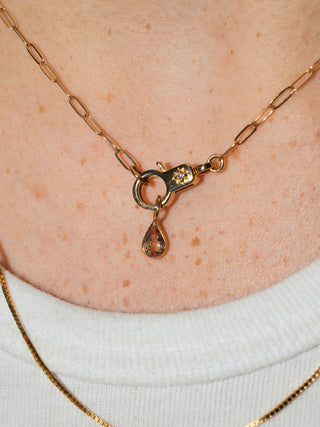 Morning Mist Tourmaline Teardrop Cut Charm in Yellow 14k Gold