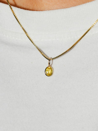 Canary Yellow Sapphire Oval Cut Charm in Yellow 14k Gold