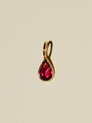 Spritz Orange Sapphire Teardrop Cut Charm in Yellow 14k Gold