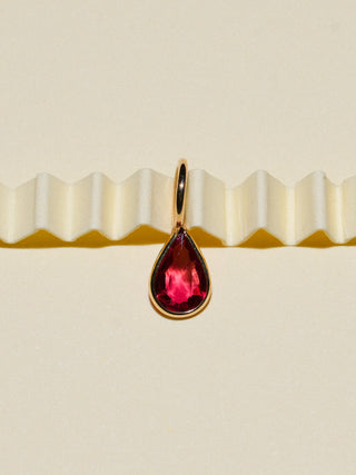 Spritz Orange Sapphire Teardrop Cut Charm in Yellow 14k Gold