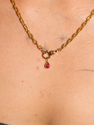 Spritz Orange Sapphire Teardrop Cut Charm in Yellow 14k Gold