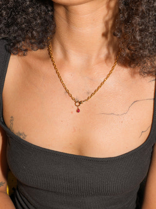 Spritz Orange Sapphire Teardrop Cut Charm in Yellow 14k Gold