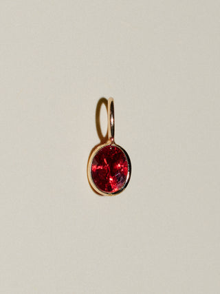 Spicy Red Sapphire Oval Cut Charm in Yellow 14k Gold