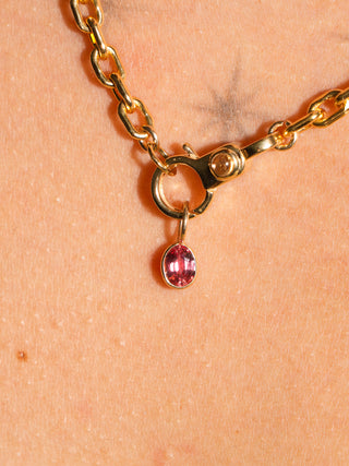 Tanning Gelee Orange Sapphire Oval Cut Charm in Yellow 14k Gold