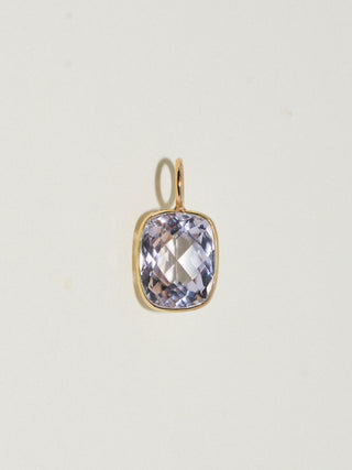 Puff Pastry Kunzite Cushion Cut Charm in Yellow 14k Gold