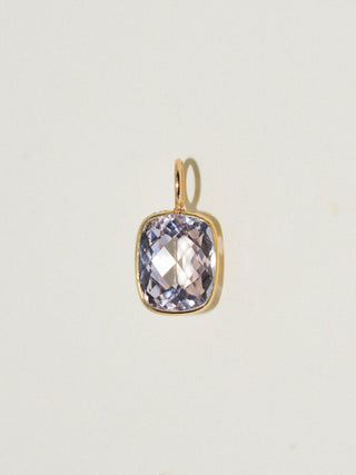 Puff Pastry Kunzite Cushion Cut Charm in Yellow 14k Gold