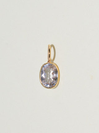 Shelby Kunzite Oval Cut Charm in Yellow 14k Gold
