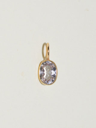 Shelby Kunzite Oval Cut Charm in Yellow 14k Gold