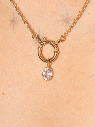 Shelby Kunzite Oval Cut Charm in Yellow 14k Gold