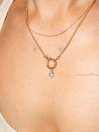 Shelby Kunzite Oval Cut Charm in Yellow 14k Gold