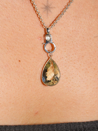 titi tiki Green Amethyst Teardrop Cut Charm in Sterling Silver