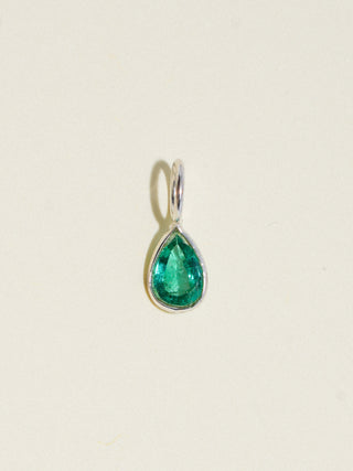 Emphatically Yours Emerald Teardrop Cut Charm in Sterling Silver