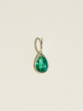 Emphatically Yours Emerald Teardrop Cut Charm in Sterling Silver