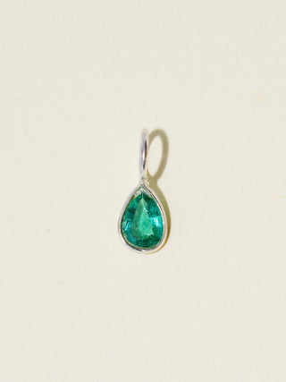 Emphatically Yours Emerald Teardrop Cut Charm in Sterling Silver