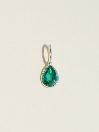 Tell Me Again Emerald Teardrop Cut Charm in Sterling Silver