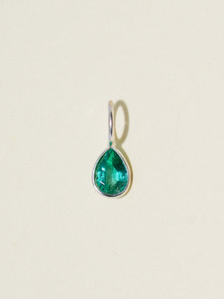 Tell Me Again Emerald Teardrop Cut Charm in Sterling Silver