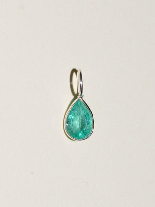 Bright Emerald Pear Cut Charm in Sterling Silver