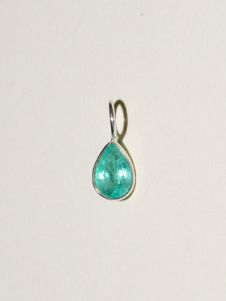 Bright Emerald Pear Cut Charm in Sterling Silver