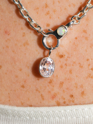 Piggy Piggy Kunzite Oval Cut Charm in Sterling Silver