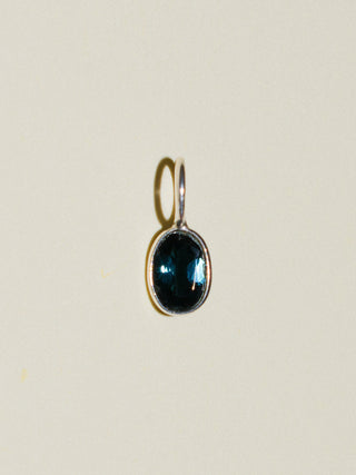 lochy Blue Tourmaline Oval Cut Charm in Sterling Silver