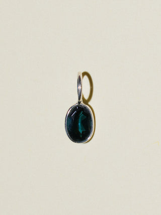 lochy Blue Tourmaline Oval Cut Charm in Sterling Silver