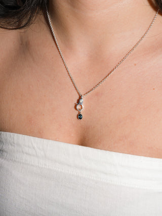 lochy Blue Tourmaline Oval Cut Charm in Sterling Silver