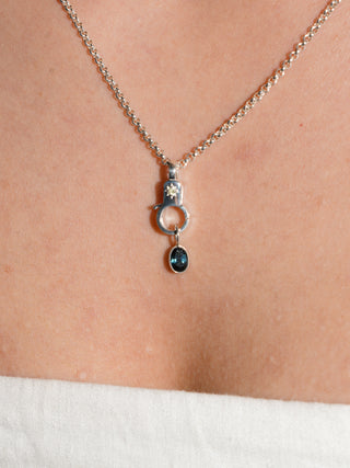 lochy Blue Tourmaline Oval Cut Charm in Sterling Silver