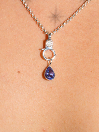 Purple Haze Tanzanite Teardrop Cut Charm in Sterling Silver