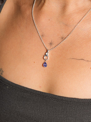 Purple Haze Tanzanite Teardrop Cut Charm in Sterling Silver