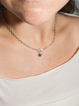 Ticket to London Blue Topaz Round Cut Charm in Sterling Silver