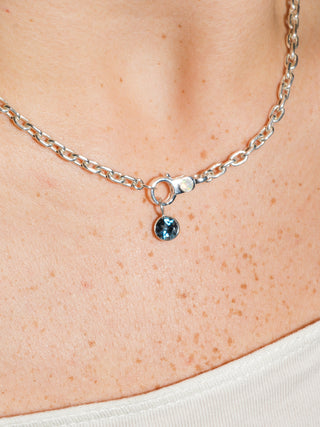 Ticket to London Blue Topaz Round Cut Charm in Sterling Silver