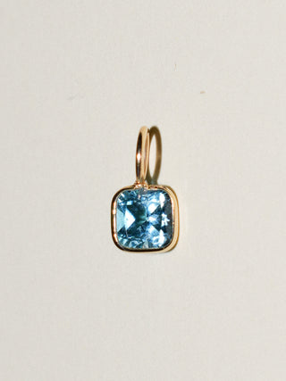 Bayside Swiss Blue Topaz Square Cut Charm in Yellow 14k Gold