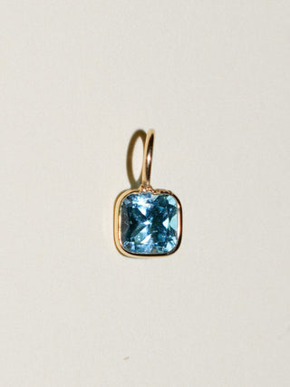 Bayside Swiss Blue Topaz Square Cut Charm in Yellow 14k Gold