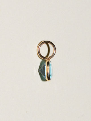 Bayside Swiss Blue Topaz Square Cut Charm in Yellow 14k Gold