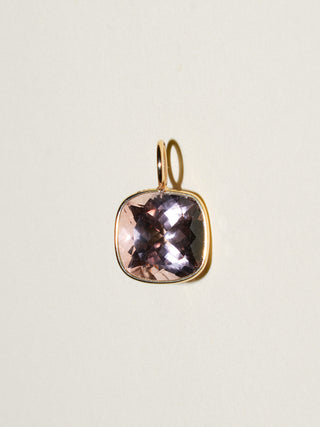 Betrothed Morganite Cushion Cut Charm in Yellow 14k Gold