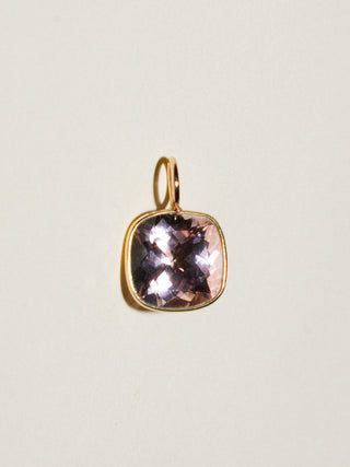 Betrothed Morganite Cushion Cut Charm in Yellow 14k Gold