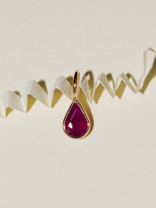 Ruby Teardrop Cut Charm in 14k Yellow Gold