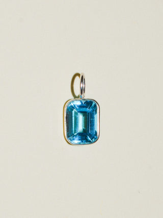 Blu Mama Swiss Blue Topaz Emerald Cut Charm in Sterling Silver