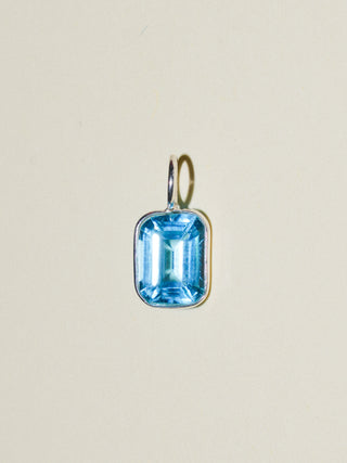Blu Mama Swiss Blue Topaz Emerald Cut Charm in Sterling Silver