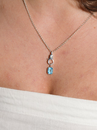 Blu Mama Swiss Blue Topaz Emerald Cut Charm in Sterling Silver