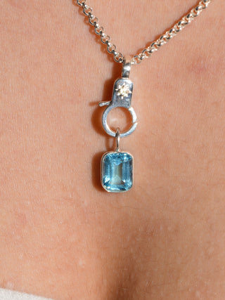 Blu Mama Swiss Blue Topaz Emerald Cut Charm in Sterling Silver