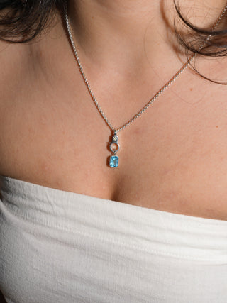 Blu Mama Swiss Blue Topaz Emerald Cut Charm in Sterling Silver