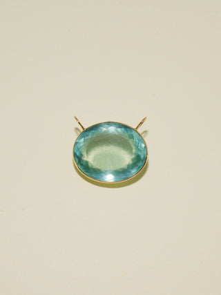 Atlantas Aquamarine East West Oval Cut Charm in Yellow 14k Gold